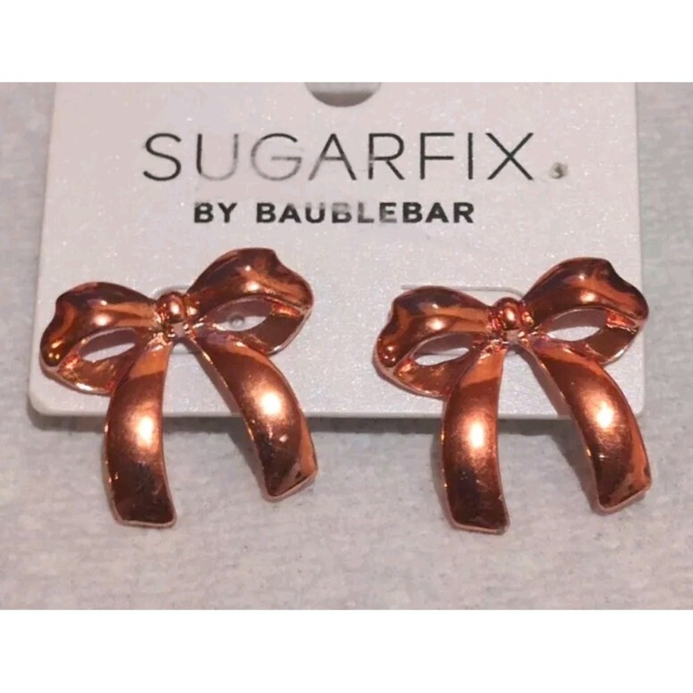 Sugarfix By Baublebar Nickel Free rose Gold Color Bow Earrings